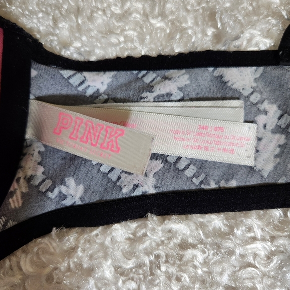 PINK Victoria's Secret Black and Pink Strappy Bandeau - Picture 2 of 3